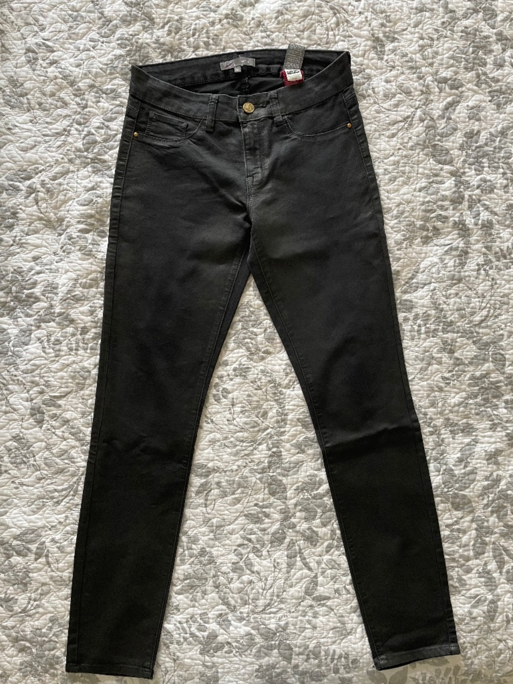 RW&CO. Natalie Premium Denim Black Coated Skinny Straight Low-Rise Jeans Size M